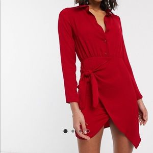 ASOS Design Mini Shirt Dress with Tie Skirt
